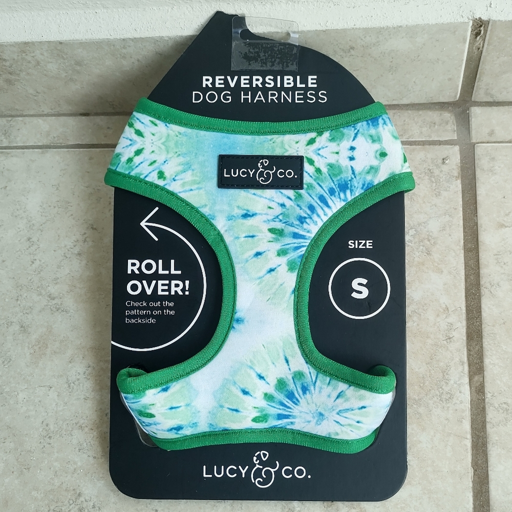 Lucy & Co Reversible Harness Size Small- Blue, Green, Bugs, Insects, Teal, White